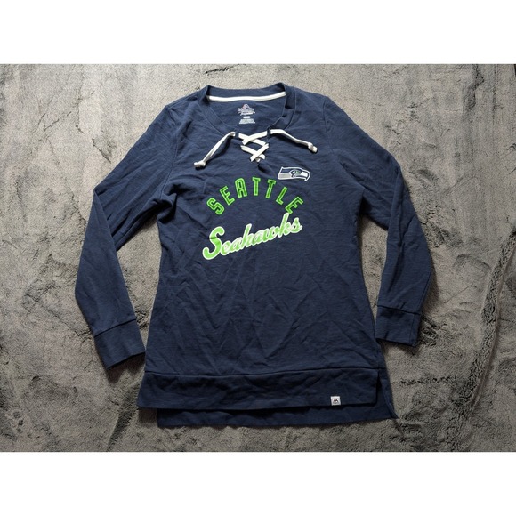 Majestic Tops - Seattle Seahawks Majestic Long Sleeve Sweatshirt Women's Size Medium Blue